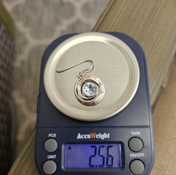 PZ Israel 925 Silver Blue Topaz Earrings - Picture 10 of 10